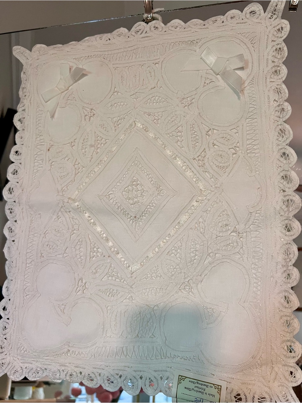Handmade White Embroidered Lace Lingerie bag new w/tag!